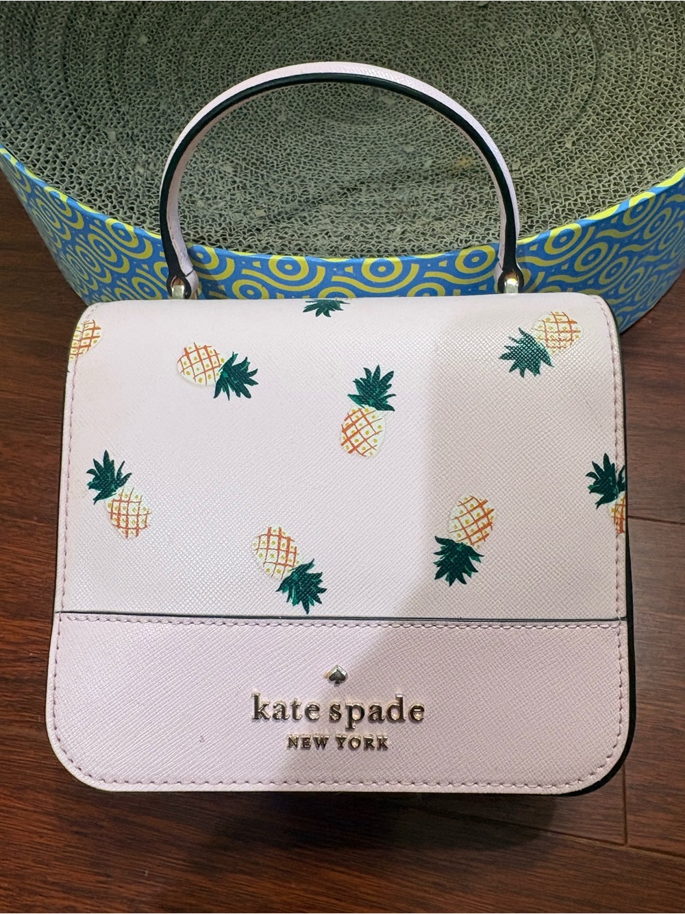 kate spade White Pineapple Print Top-Handle Crossbody